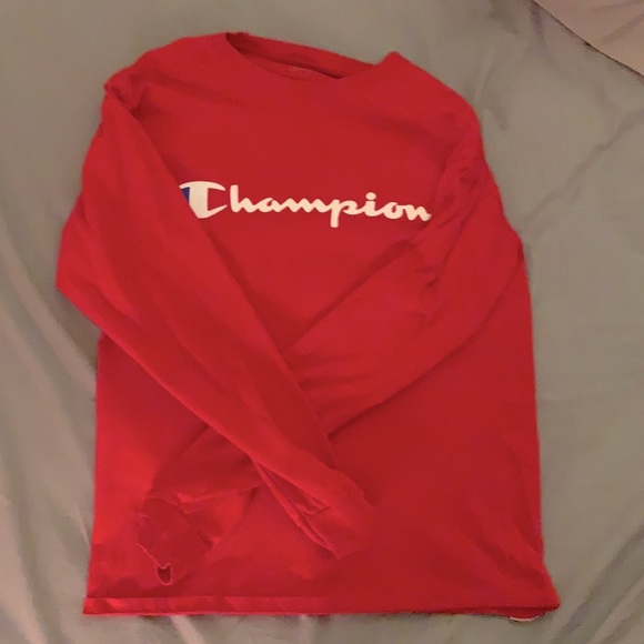Red long sleeve champion shirt, size small. - Picture 1 of 3